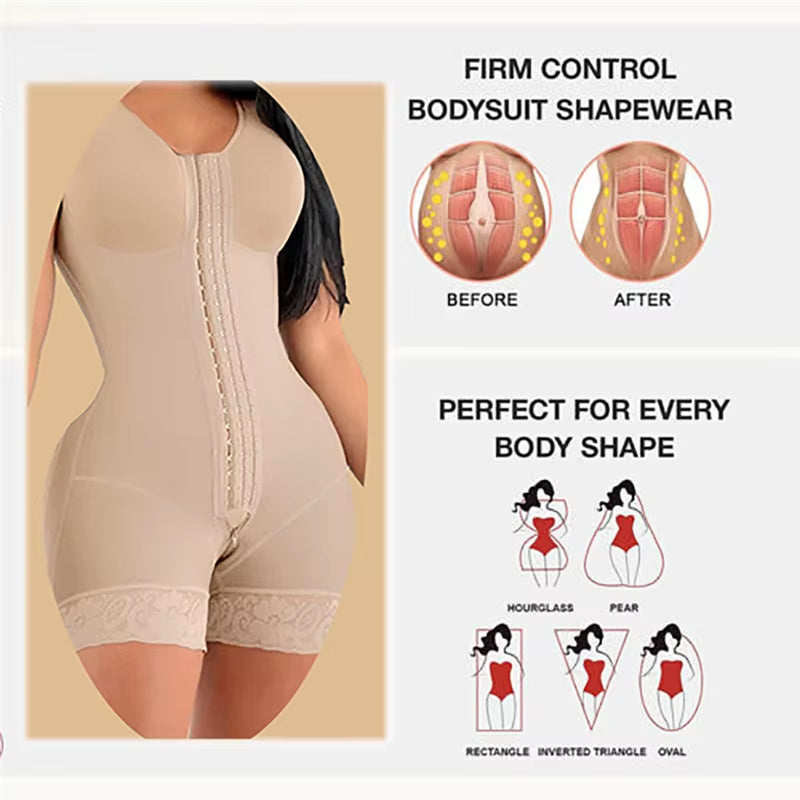 High Compression Fajas Colombiana Short Girdles with Brooches Bust for Daily and Post-Surgical Use Slimming Sheath Belly Women